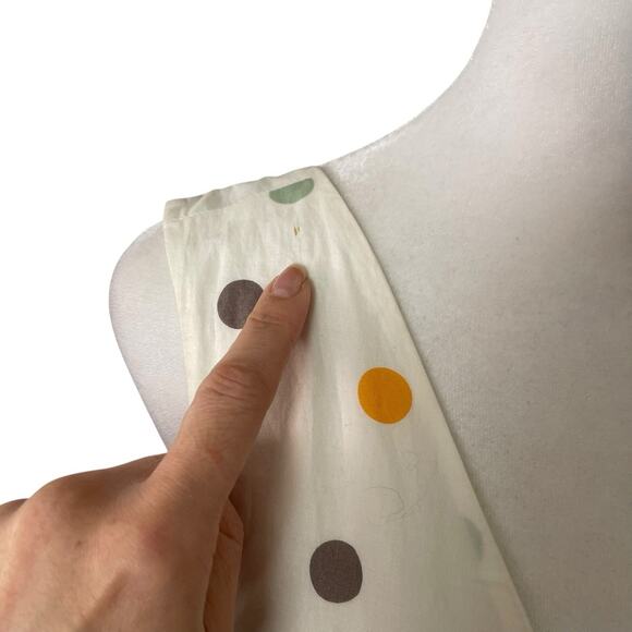 Garnet Hill Womens 14 A-line Dress Polka Dot White Print Vneck Cotton Flowy - Picture 6 of 12